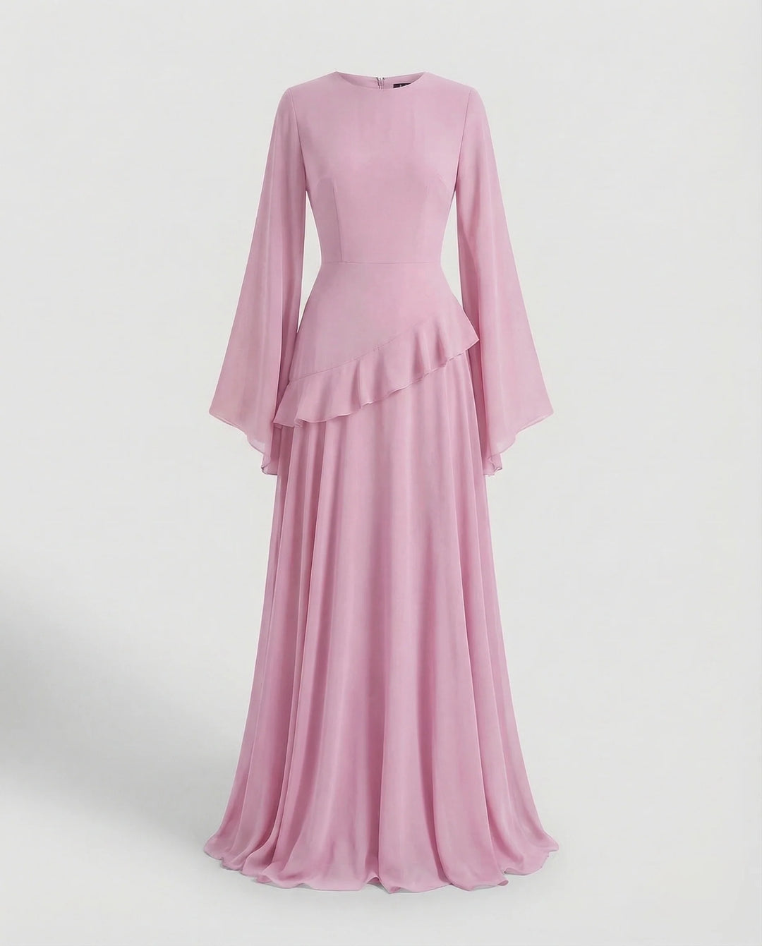 Damen Gala-Maxikleid Glockenärmel Stufenrock