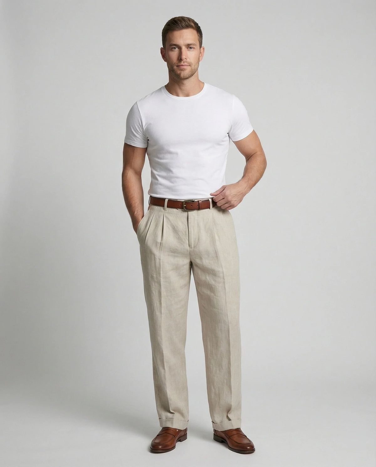Herren elegante und bequeme Leinenhose