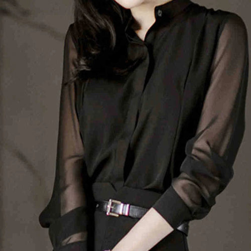 Bluse mit asymmetrischem Ausschnitt und Netzärmeln