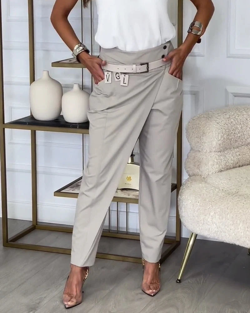 Patchwork-Hose mit Gürtel