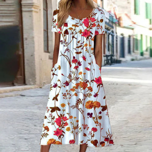 Florales Kleid mit Bauchabdeckung