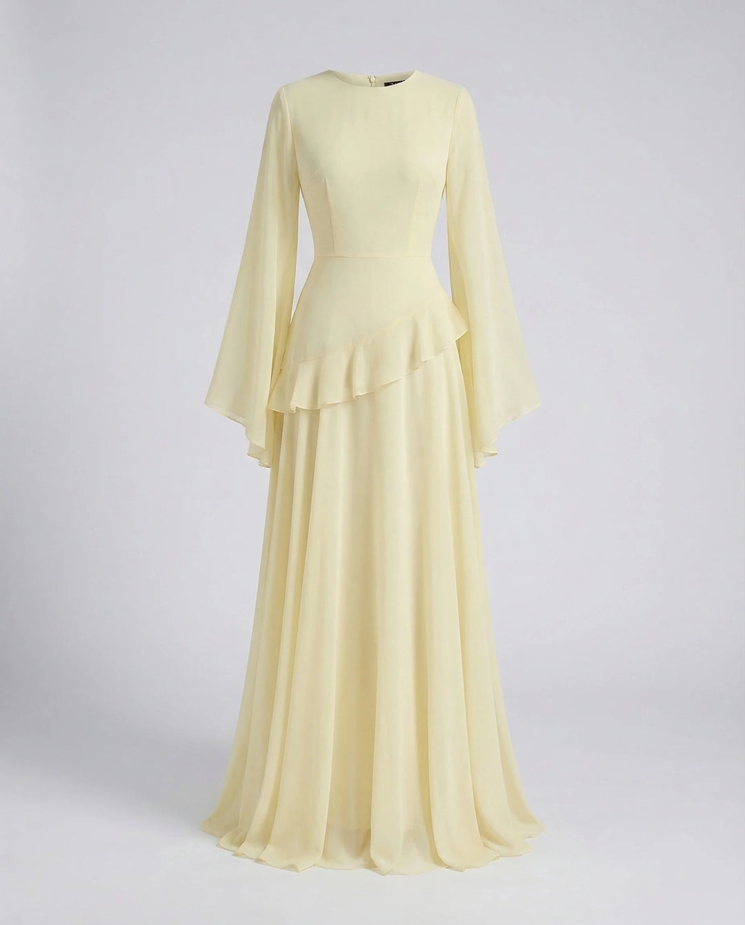 Damen Gala-Maxikleid Glockenärmel Stufenrock