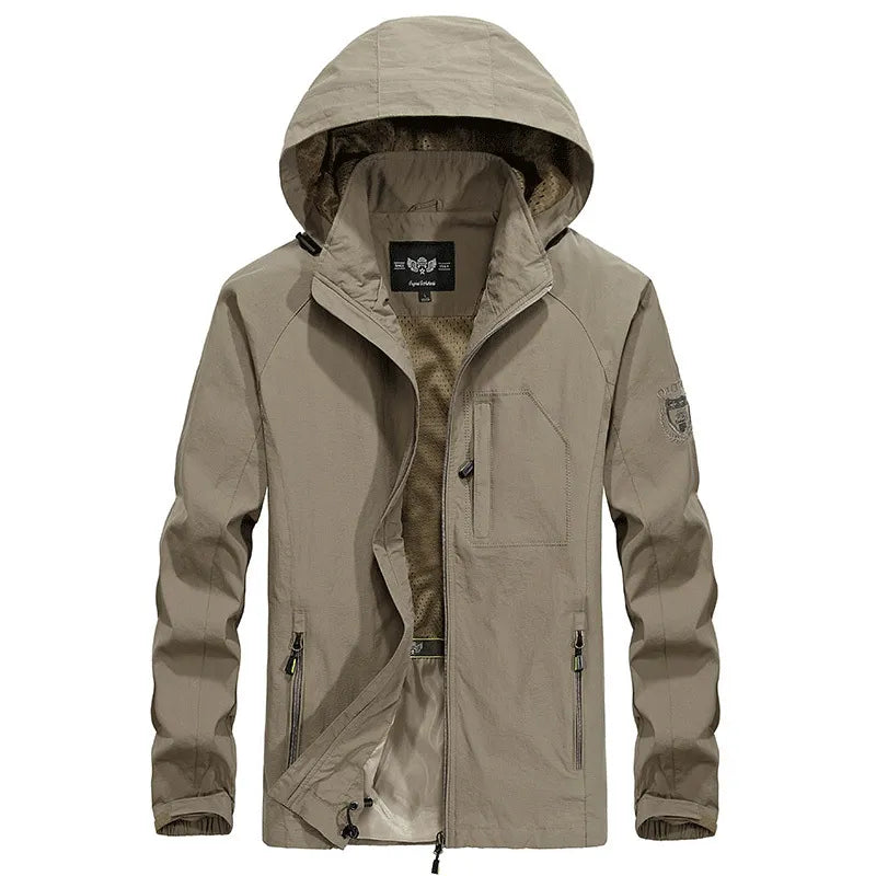 Wasserdichte Outdoor Herrenjacke mit Abnehmbarem Kapuzenverband