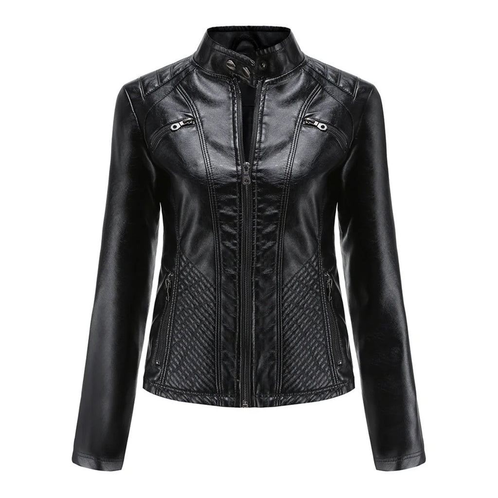 Lederjacke für Damen - Modische Jacke mit Reißverschluss