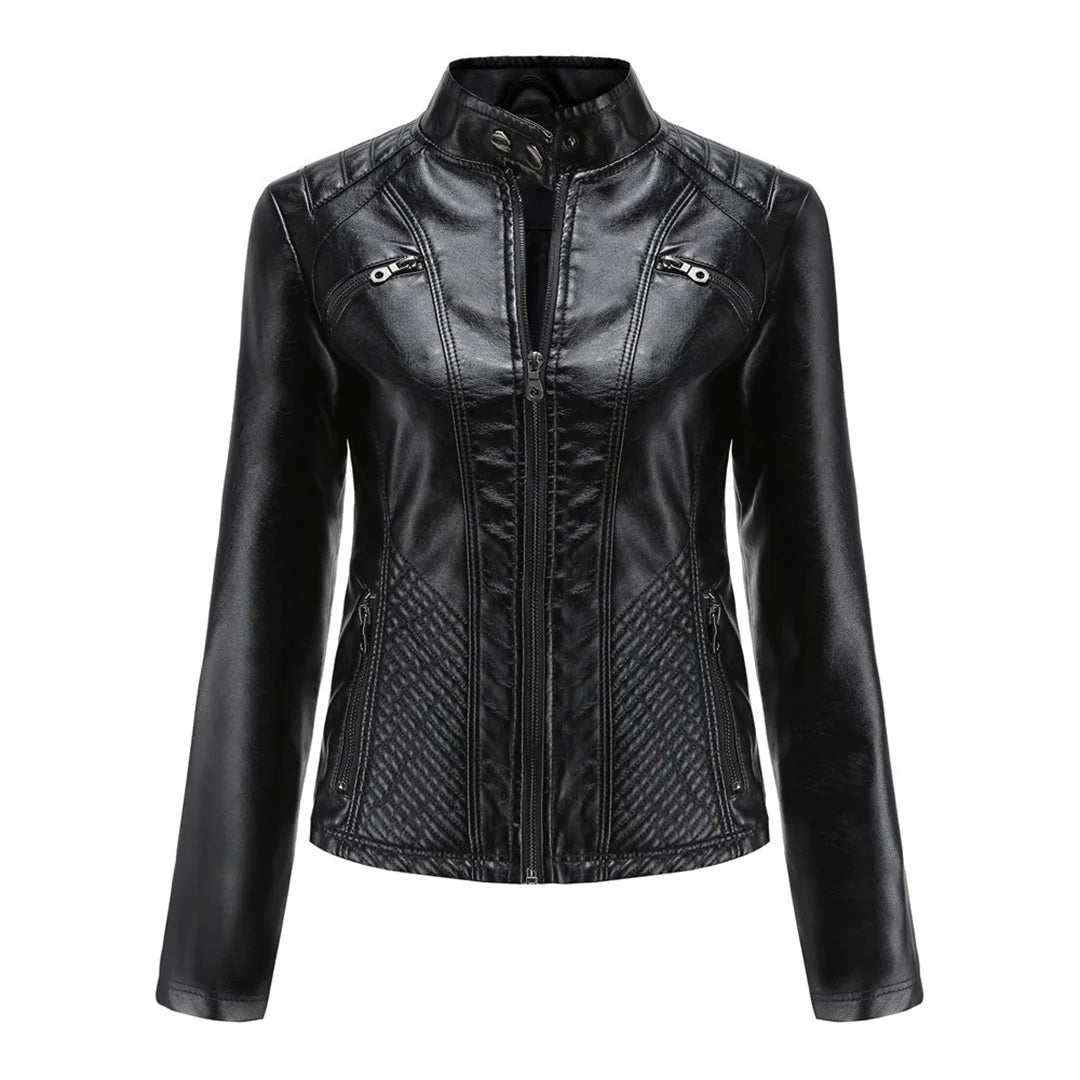 Lederjacke für Damen - Modische Jacke mit Reißverschluss