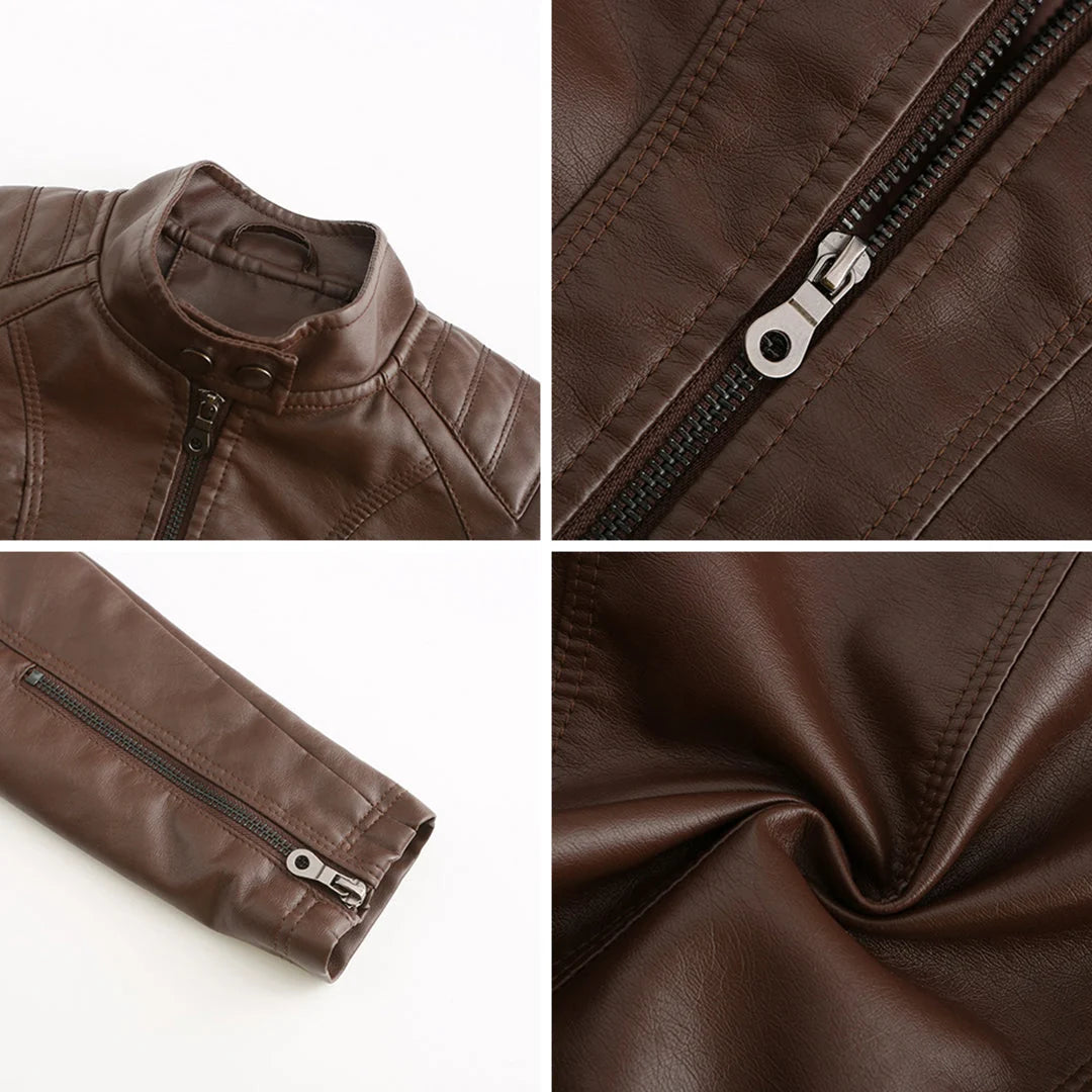 Lederjacke für Damen - Modische Jacke mit Reißverschluss