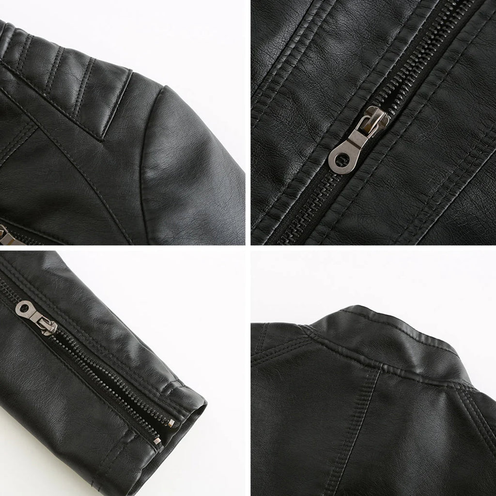 Lederjacke für Damen - Modische Jacke mit Reißverschluss