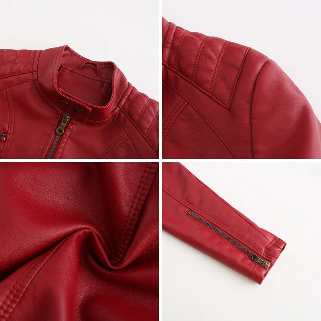 Lederjacke für Damen - Modische Jacke mit Reißverschluss