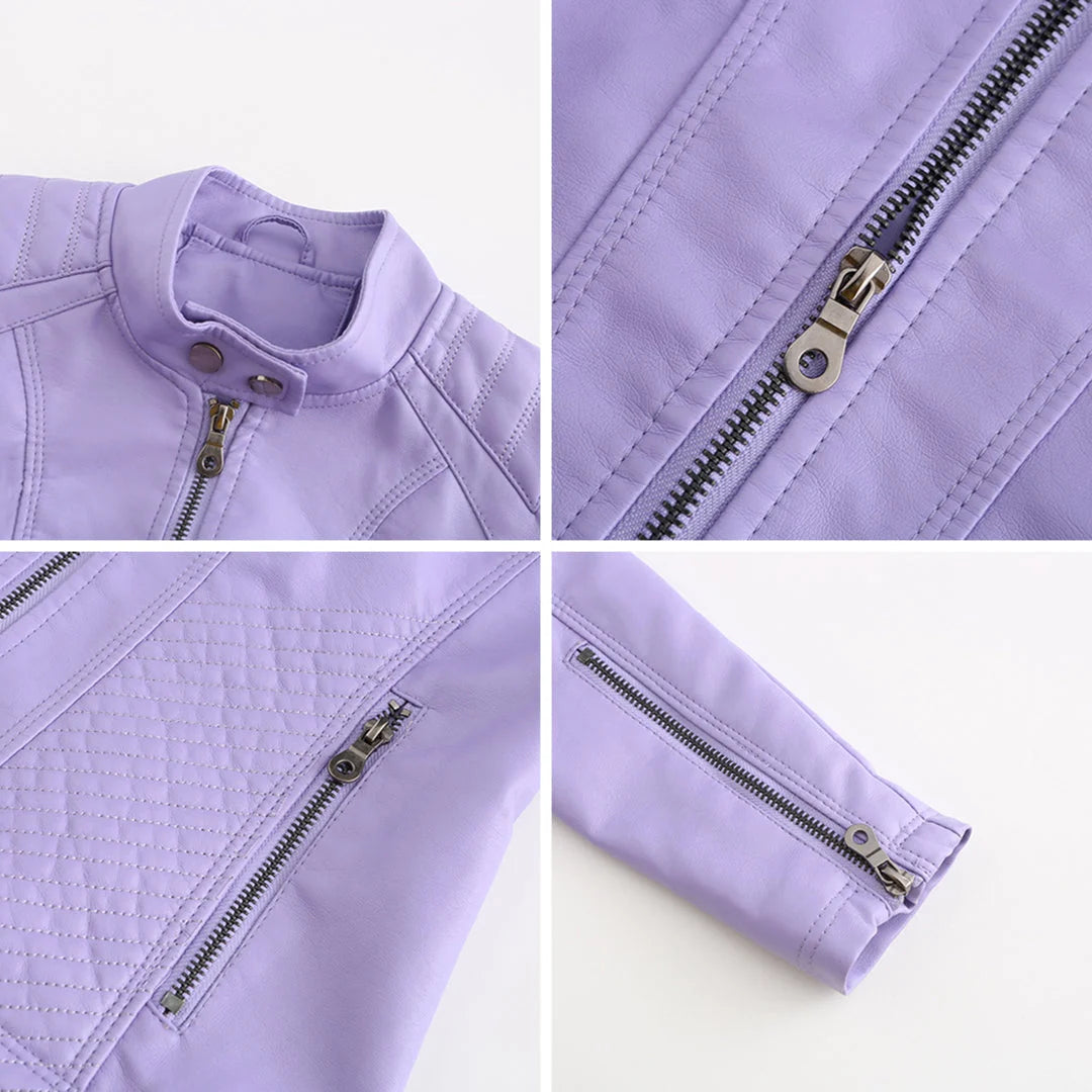 Lederjacke für Damen - Modische Jacke mit Reißverschluss