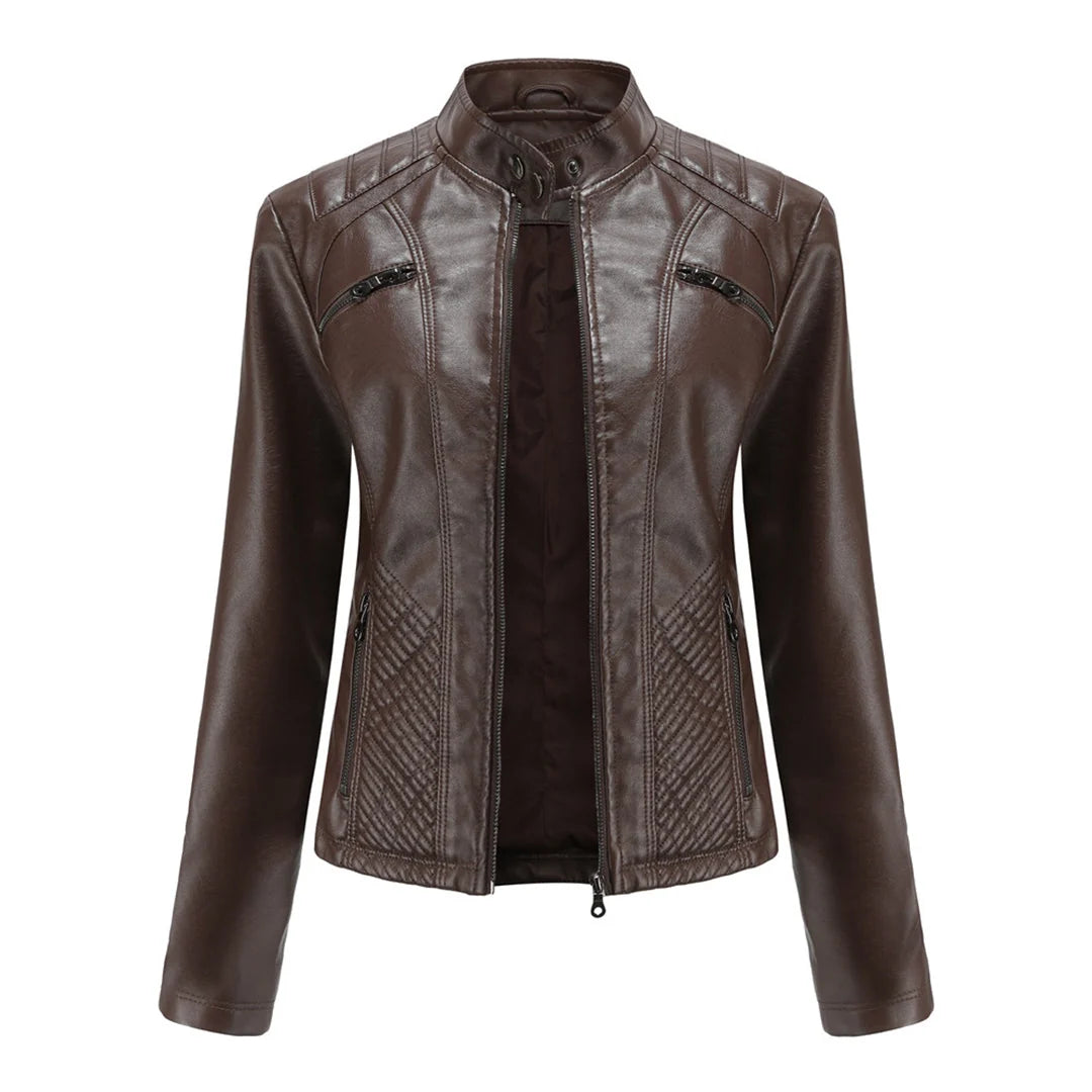 Lederjacke für Damen - Modische Jacke mit Reißverschluss