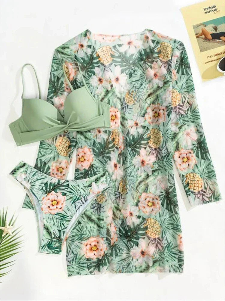 Stilvolles Bedrucktes Badeanzug Mit Cover-Up