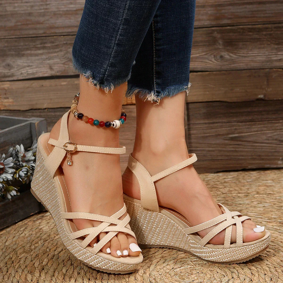 Damen Sandalen mit Keilabsatz