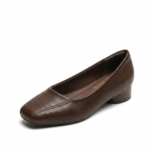 Zapatos casuales de piel suave con punta cuadrada estilo francés