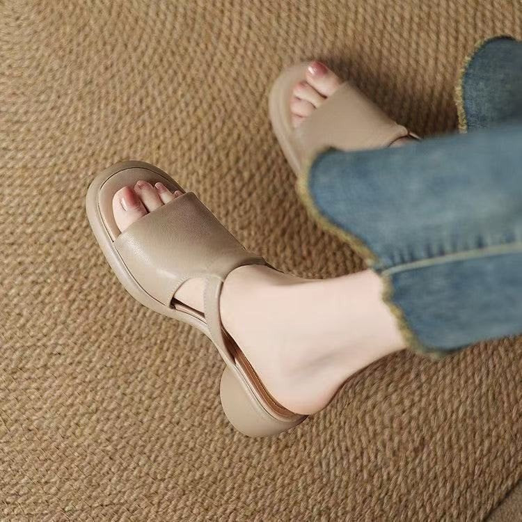 Mules de piel de cordero con tacón medio de 4.5 cm