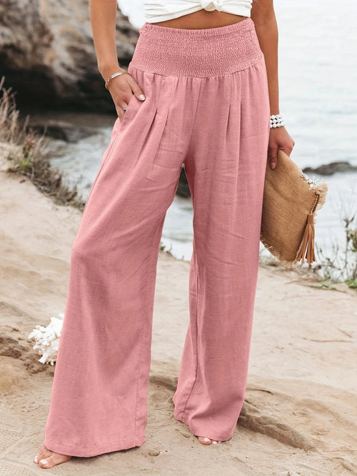 Damen Weite Sommerhose mit elastischem Bund und lockerem Schnitt