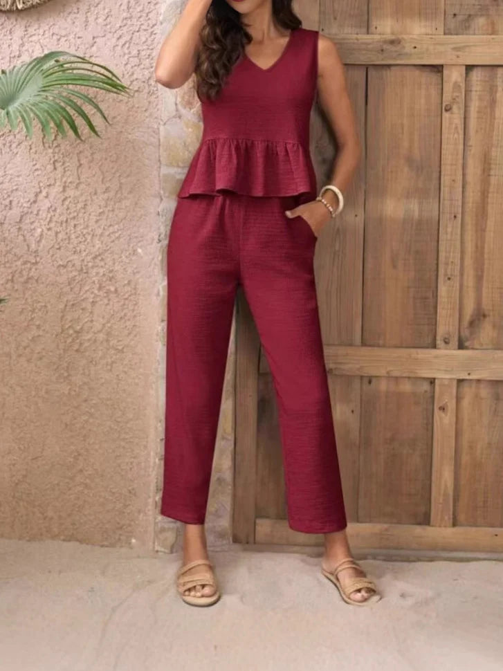 Damen Eleganter Jumpsuit mit modernen Raffungen und lässigem Schnitt Heidi-Mode