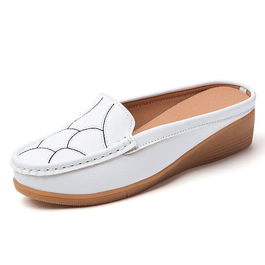 Zapatos casuales de piel genuina con tacón de cuña