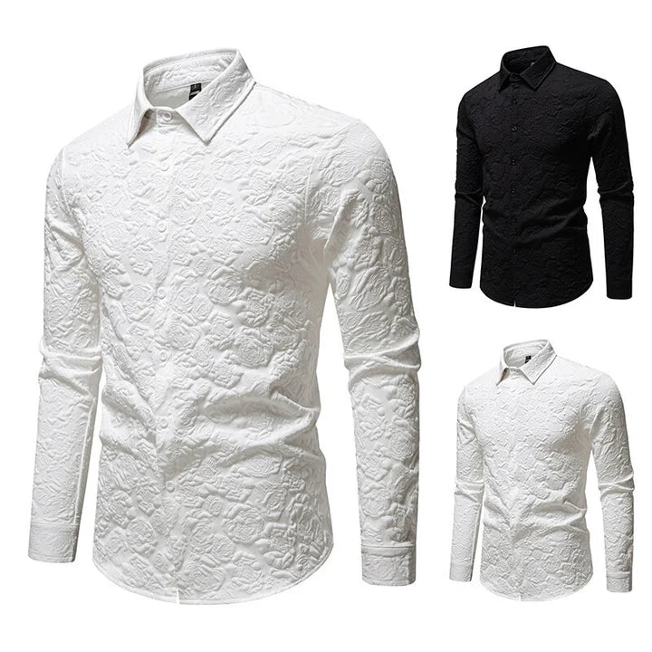 Herren Langarmhemd mit strukturiertem Design
