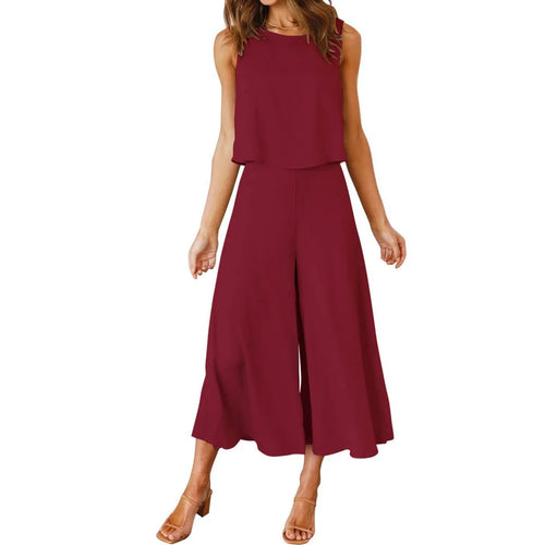 Damen Luftiger Jumpsuit mit schwingendem Bein und ärmellosem Design