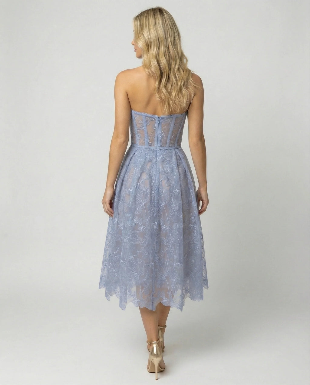 Korsett-Top Spitzen-Midi-Kleid
