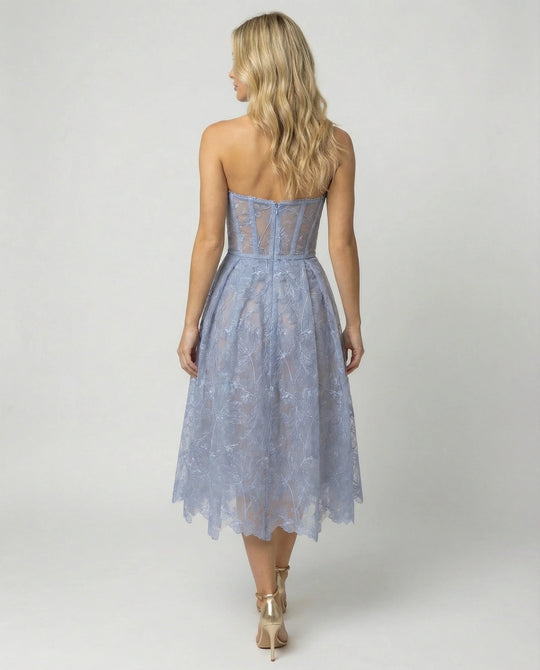 Korsett-Top Spitzen-Midi-Kleid