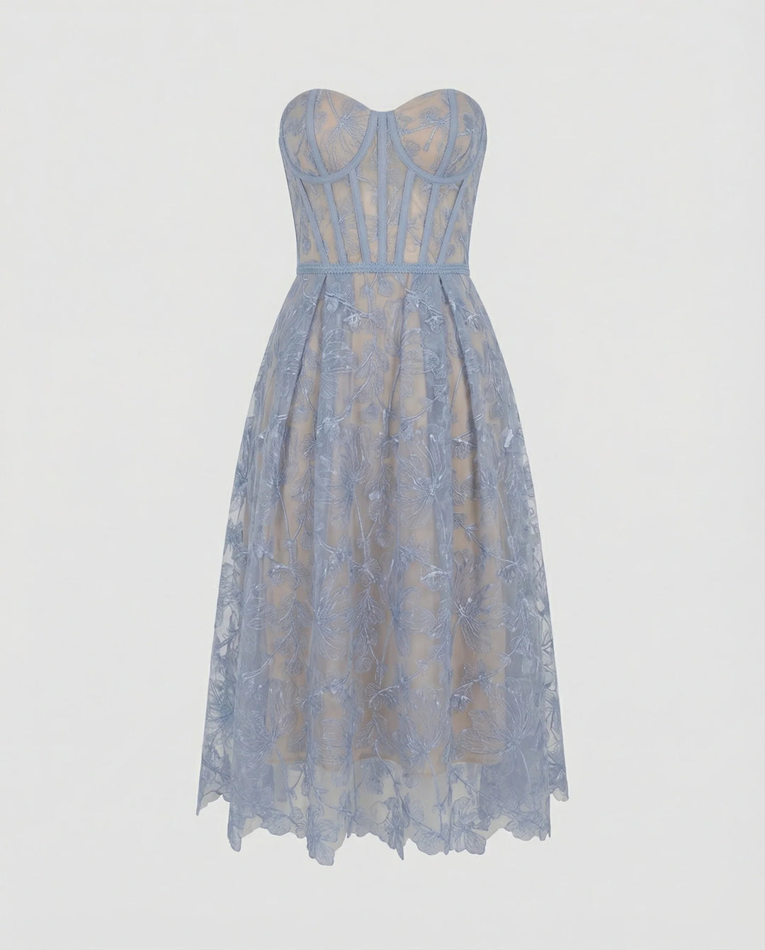Korsett-Top Spitzen-Midi-Kleid