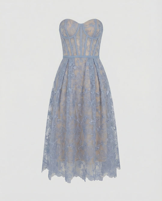 Korsett-Top Spitzen-Midi-Kleid