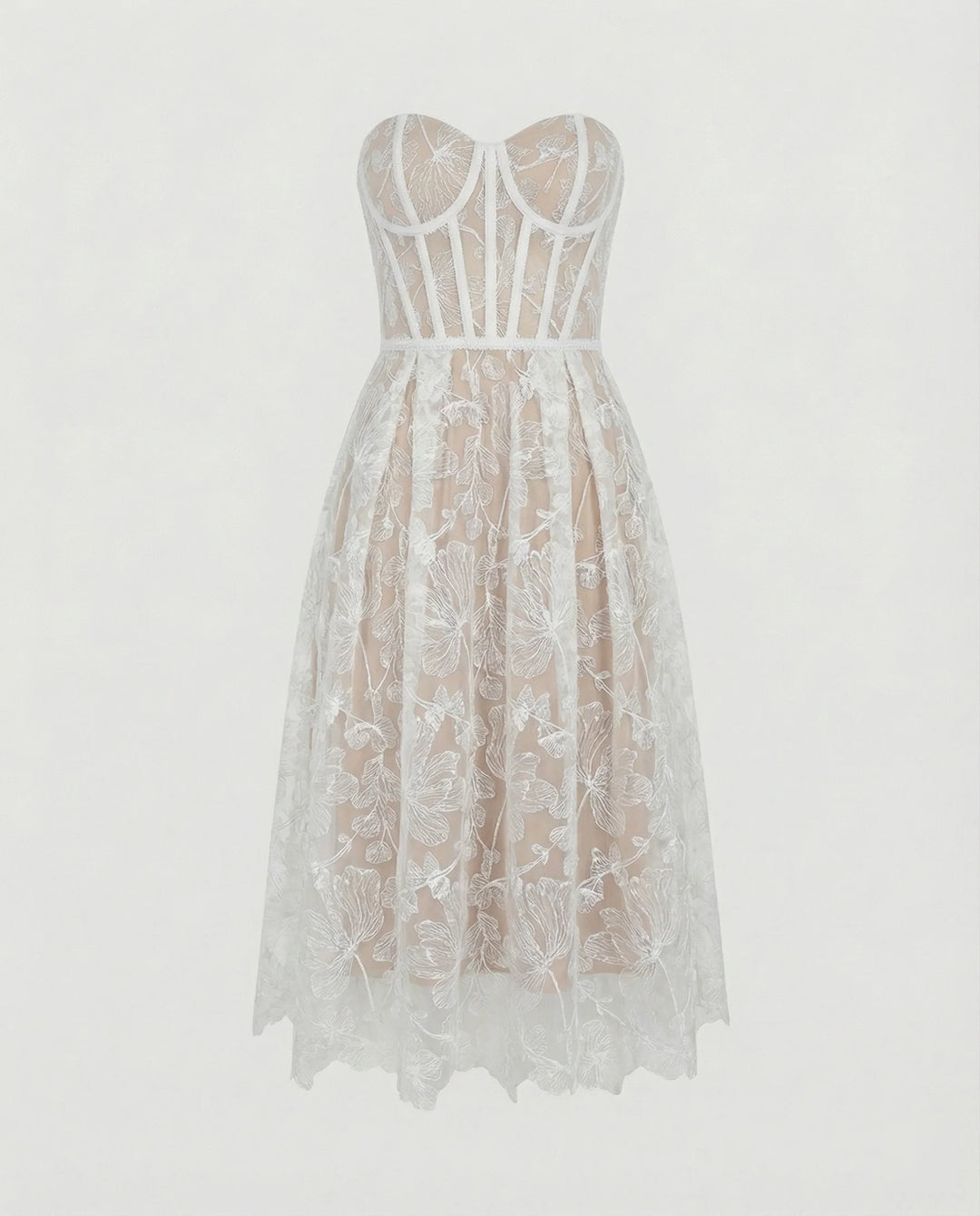 Korsett-Top Spitzen-Midi-Kleid