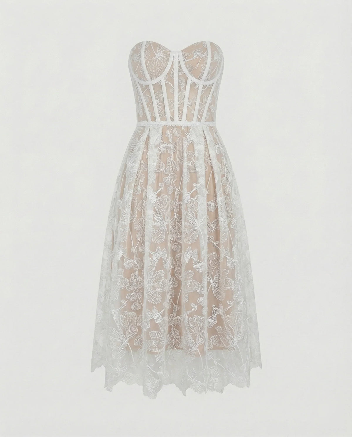 Korsett-Top Spitzen-Midi-Kleid