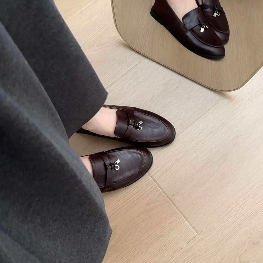 Damen elegante Mokassins mit modischer Schnalle