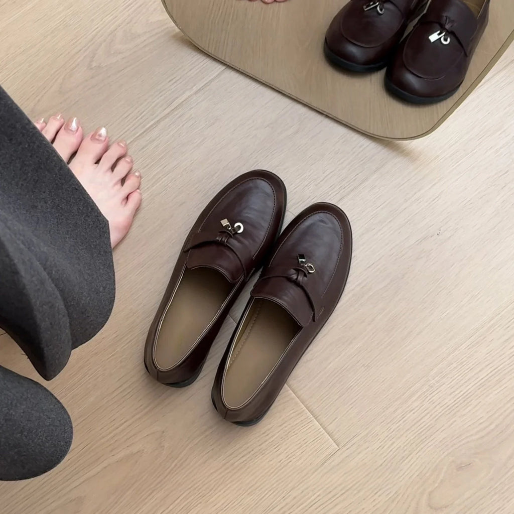 Damen elegante Mokassins mit modischer Schnalle