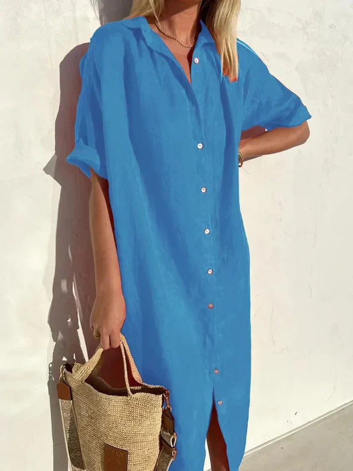 Lässiges Blusenkleid Mit Knopfleiste
