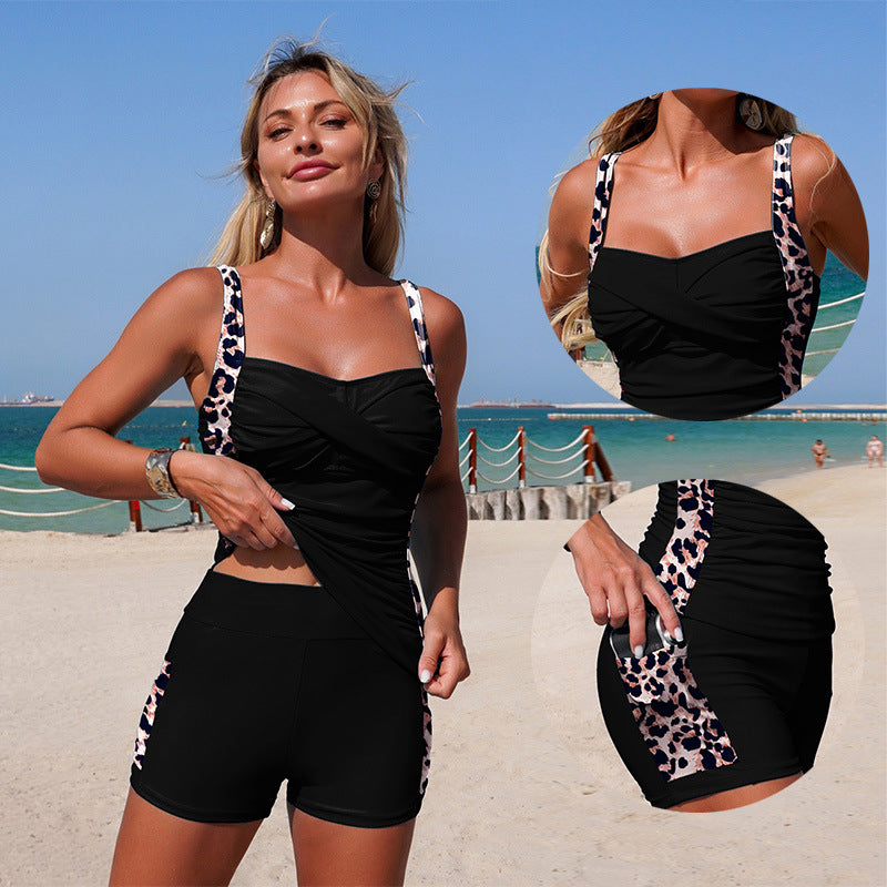 Zweiteiliger Badeanzug im Color-Blocking-Design mit Taschen