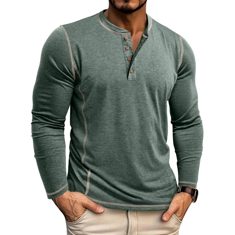 Herren Langarmshirt mit Knopfleiste