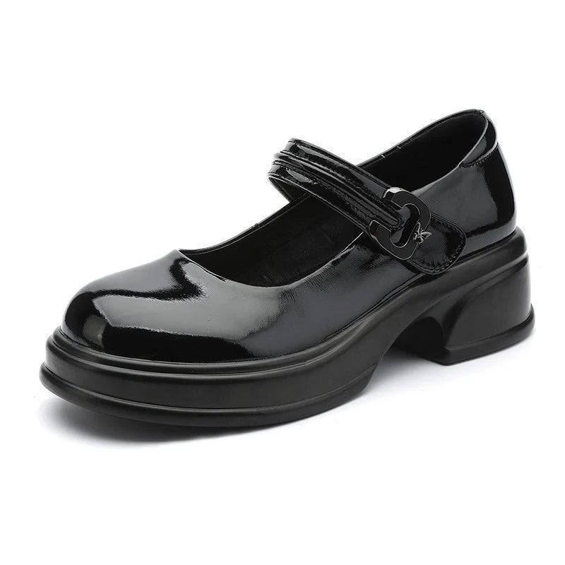 Damen Mary Jane Schuhe mit modischem Schnallenakzent und komfortablem Blockabsatz