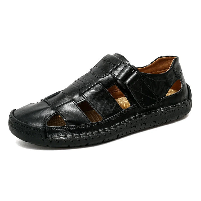 Herren Bequeme Leder-Sandalen mit verstellbarem Riemen