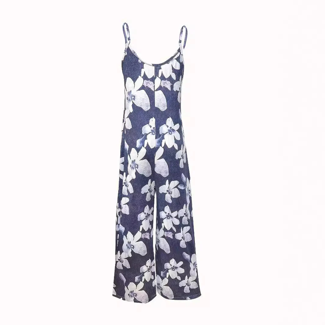 Damen Luftiger Sommeroverall mit breiten Beinen und praktischen Taschen