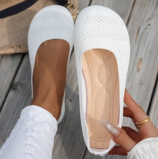 Damen Ballerinas mit elastischem Strickdesign und rutschfester Sohle