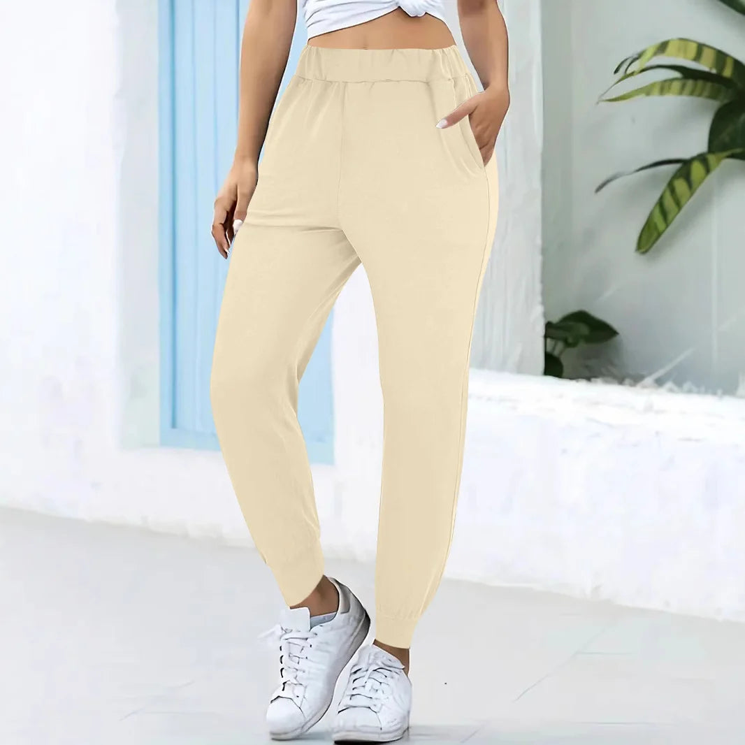 Damen Bequeme Jogginghose mit elastischem Bund und praktischen Taschen