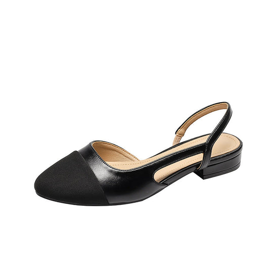 Sandalias de piel suave en dos tonos con tacón bajo