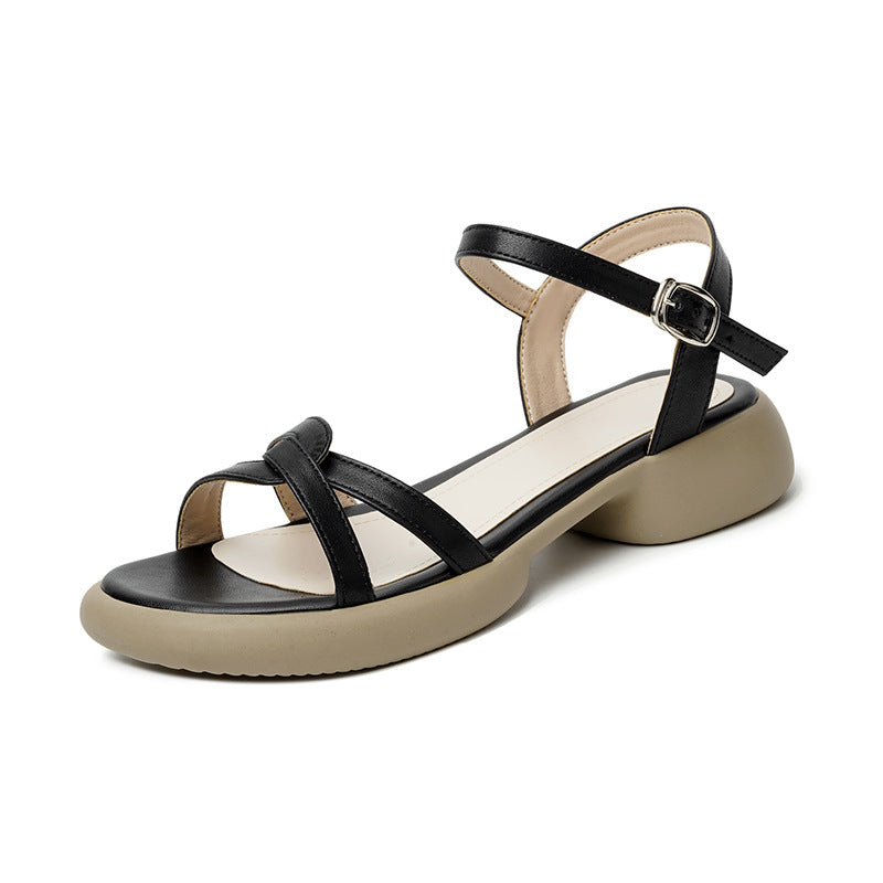 Sandalias de piel genuina con suela suave y antideslizante