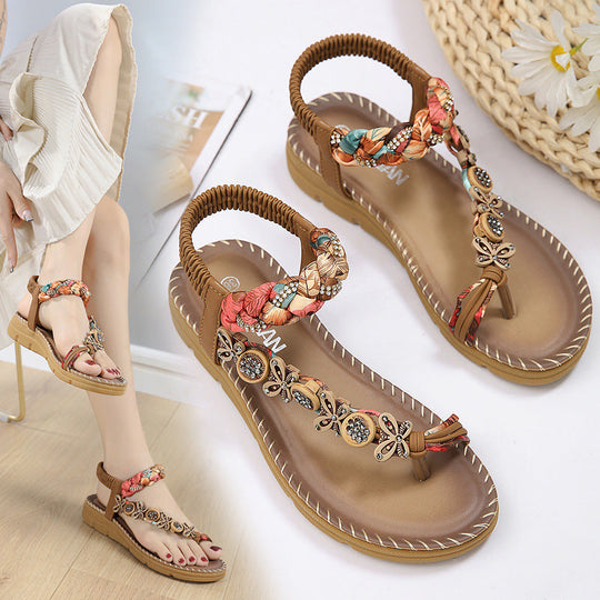 Sandalias de plataforma con tejido estilo bohemio