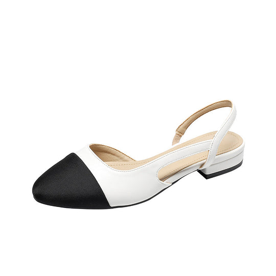 Sandalias de piel suave en dos tonos con tacón bajo