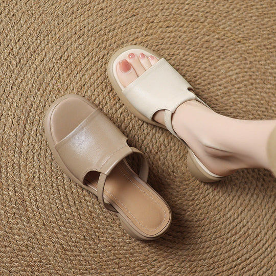 Mules de piel de cordero con tacón medio de 4.5 cm