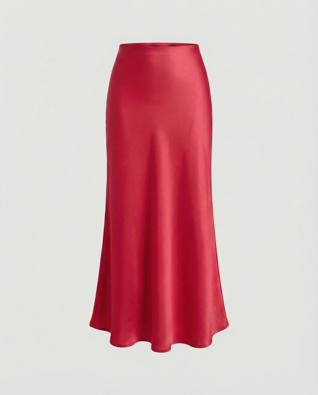 Damen Satin-Midirock mit fließendem Schnitt und hohem Bund