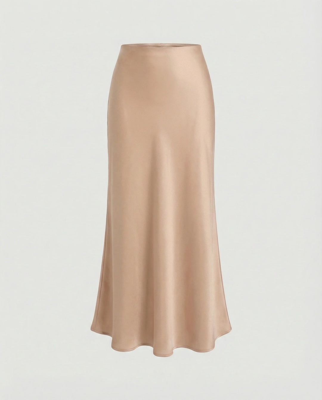 Damen Satin-Midirock mit fließendem Schnitt und hohem Bund