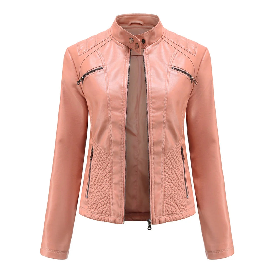 Lederjacke für Damen - Modische Jacke mit Reißverschluss