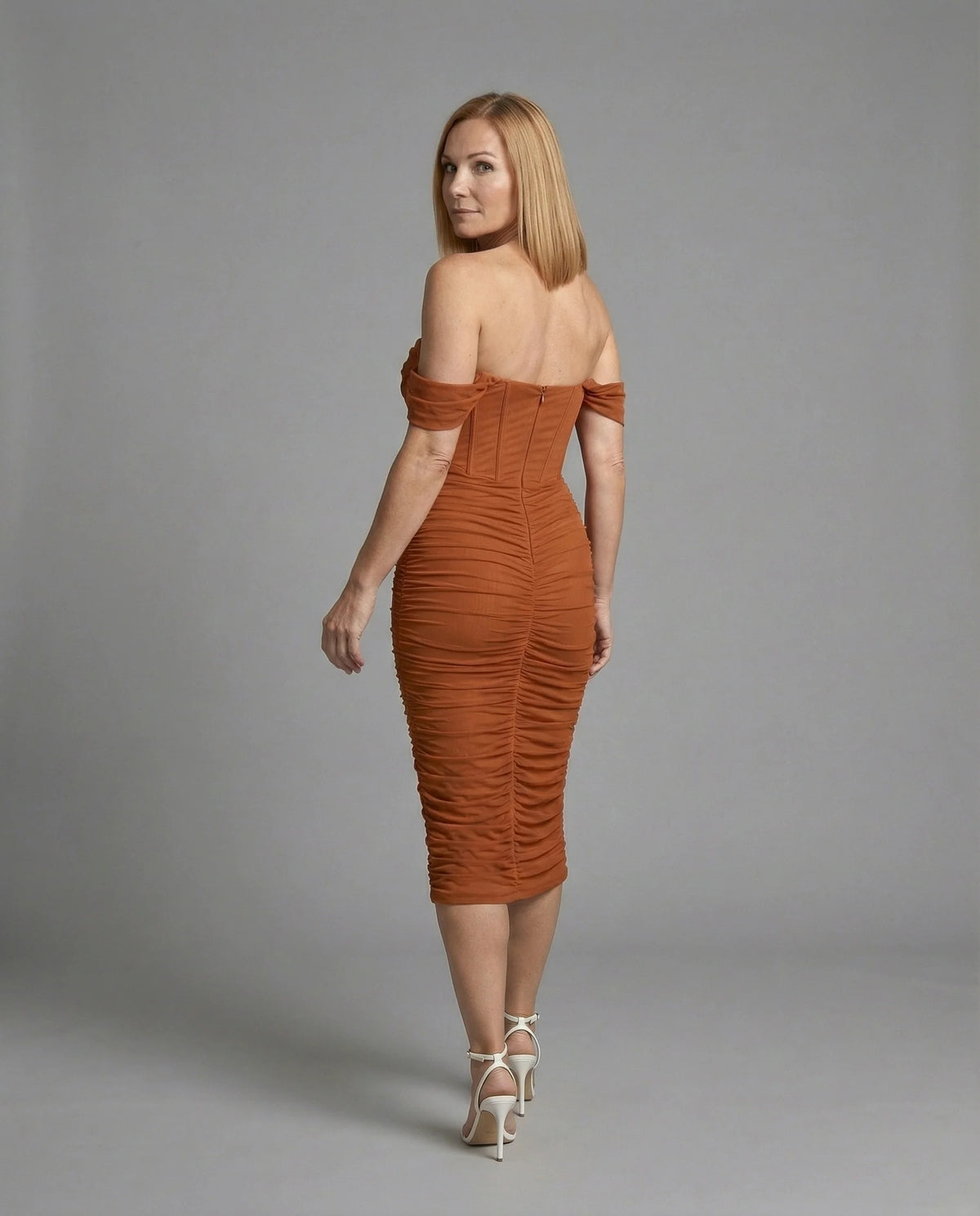 Damen Bardot Midikleid figurbetont