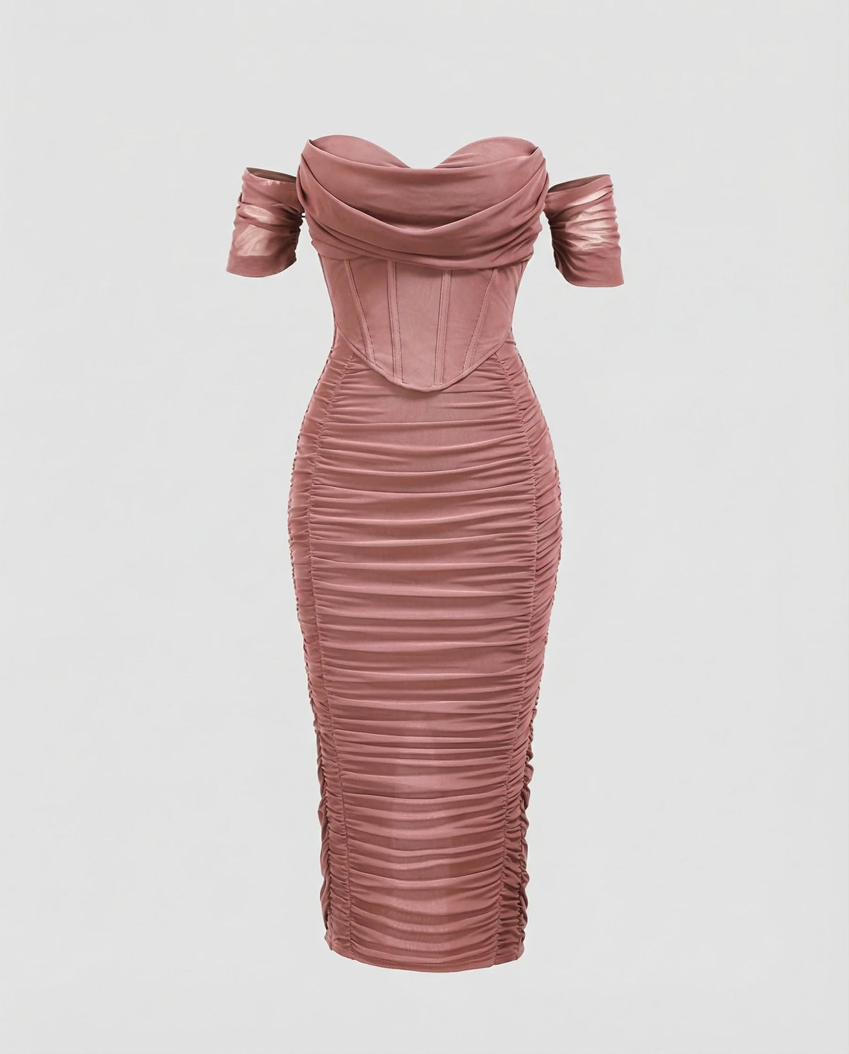 Damen Bardot Midikleid figurbetont