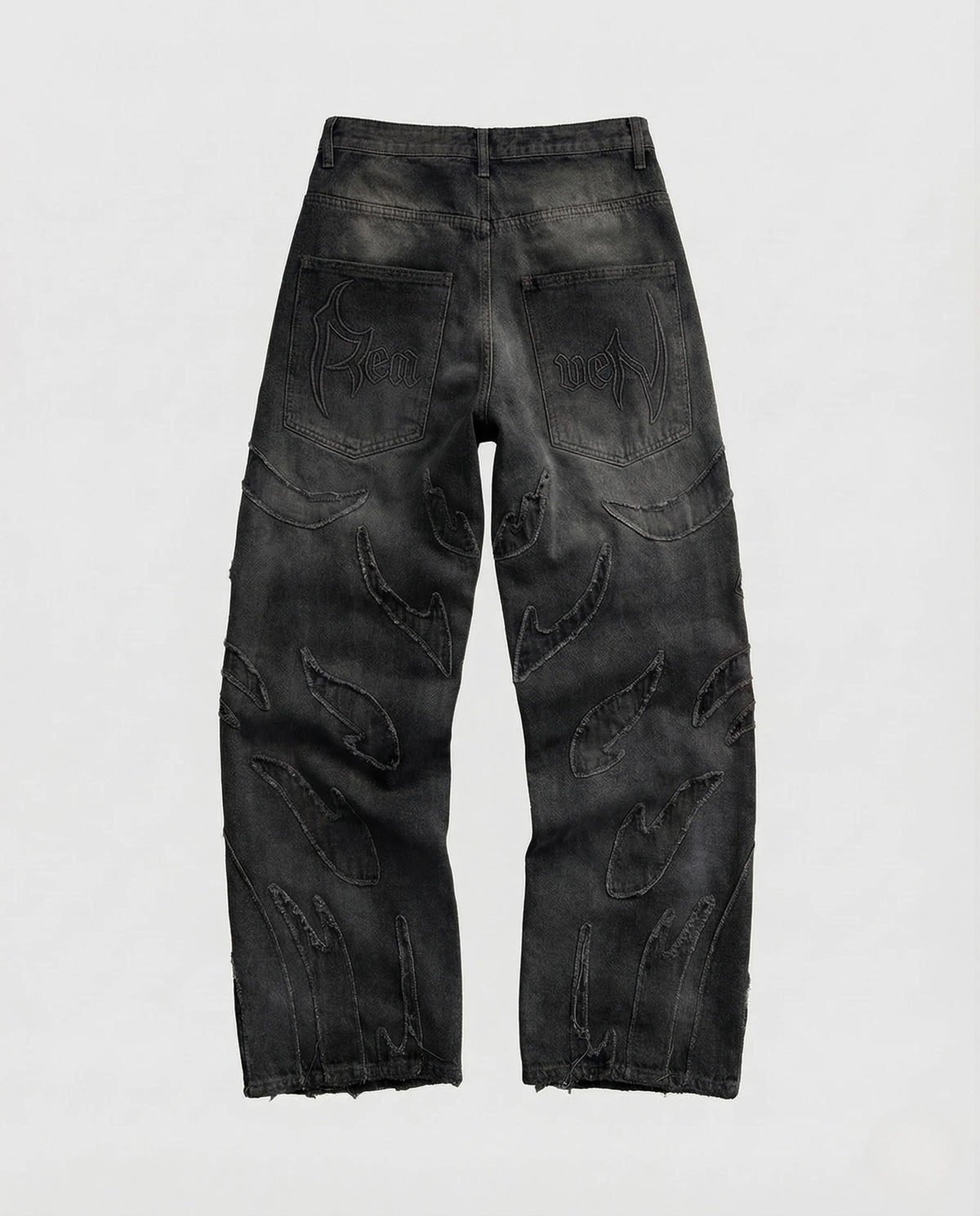 Unisex Destroy Jeans weit mit Cutouts und Fransen